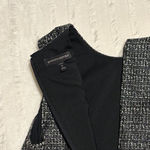 Banana Republic Tweed Sheath Sleeveless Dress Career Work Black White Size 6P - Picture 9 of 11
